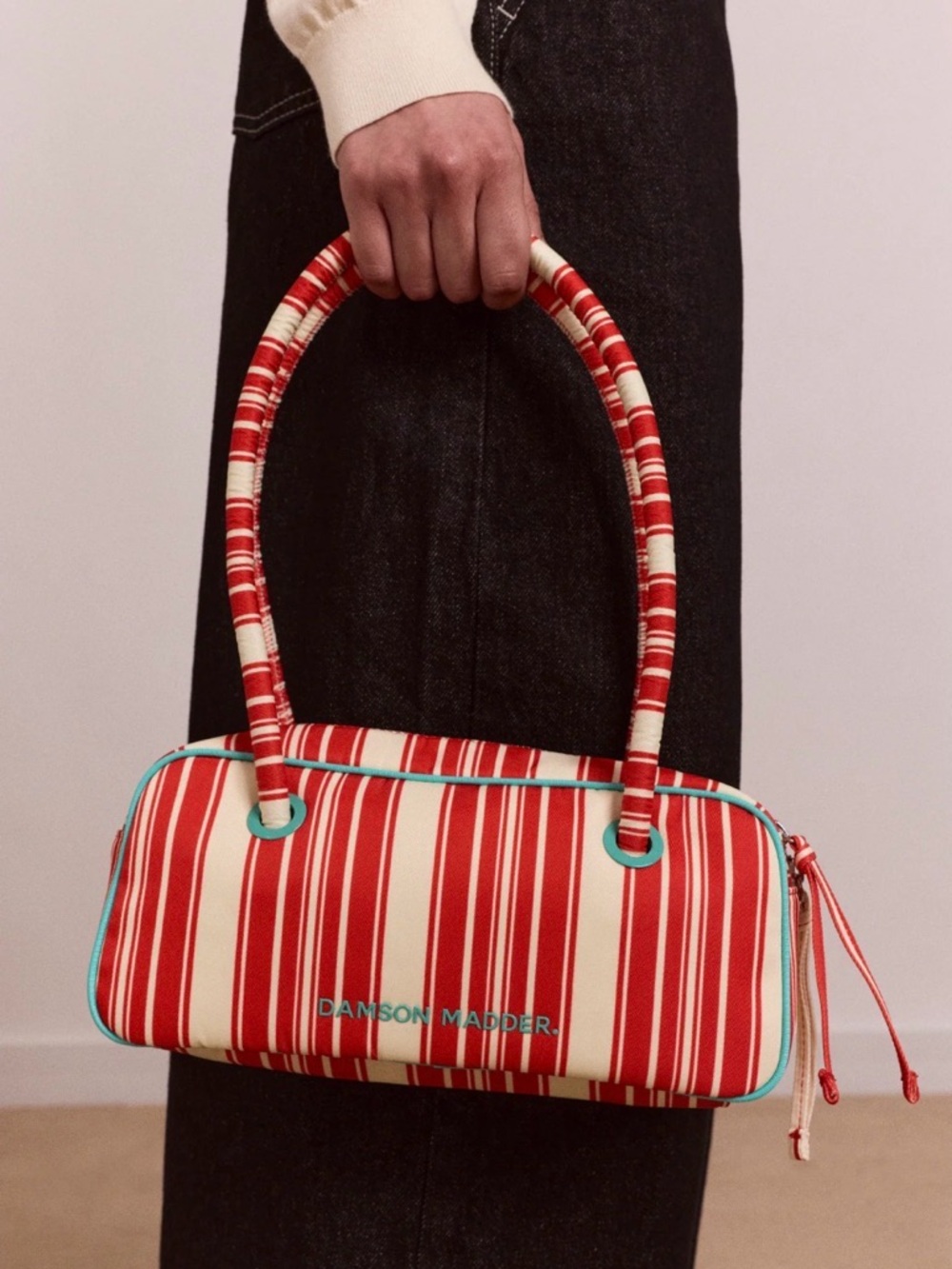 Damson Madder Renne Bowler Bag- Cherry Deck Chair stripe